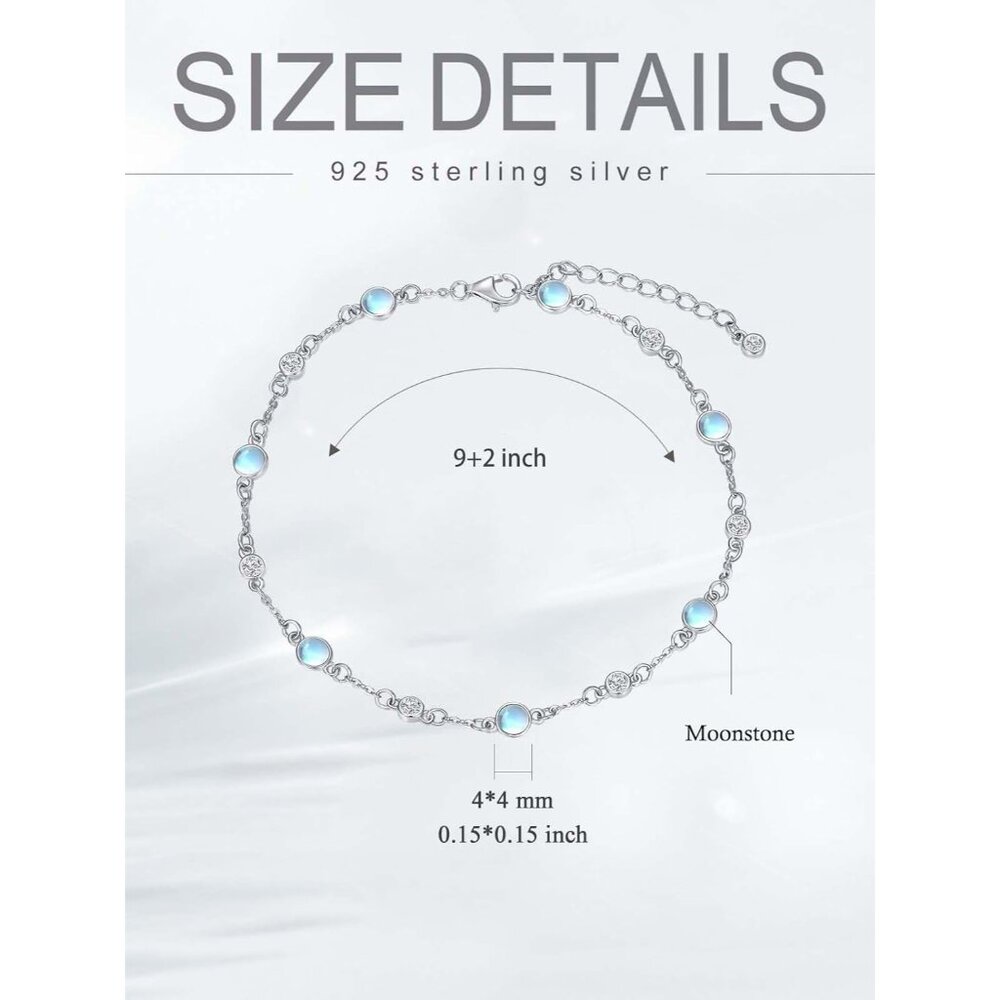 Adjustable Moonstone Anklet Bracelet - Elegant Be… - image 6